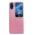 For OPPO Find N2 Flip Pearlescent Paint Gradient Geometric Leather Phone Case(Pink)