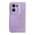 For OPPO Find N2 Pearlescent Paint Gradient Geometric Leather Phone Case(Purple)