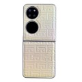 For Huawei P50 Pocket Pearlescent Paint Gradient Geometric Leather Phone Case(Gold)