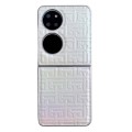 For Huawei P50 Pocket Pearlescent Paint Gradient Geometric Leather Phone Case(Silver)