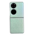 For Huawei P50 Pocket Pearlescent Paint Gradient Geometric Leather Phone Case(Green)