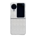 For OPPO Find N3 Flip Pearlescent Paint Diamond Shaped Checkered Leather Phone Case(Silver)