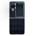 For OPPO Find N3 Flip Pearlescent Paint Diamond Shaped Checkered Leather Phone Case(Black)