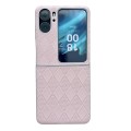 For OPPO Find N2 Flip Pearlescent Paint Diamond Shaped Checkered Leather Phone Case(Pink)