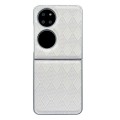 For Huawei Pocket 2 Pearlescent Paint Diamond Shaped Checkered Leather Phone Case(Silver)