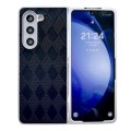 For Samsung Galaxy Z Fold4 5G Pearlescent Paint Diamond Shaped Checkered Leather Phone Case(Black)
