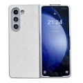 For Samsung Galaxy Z Fold3 5G Pearlescent Paint Diamond Shaped Checkered Leather Phone Case(Silver)