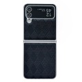 For Samsung Galaxy Z Flip3 5G Pearlescent Paint Diamond Shaped Checkered Leather Phone Case(Black)