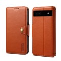 For Google Pixel 6a Denior Cowhide Texture Wallet Style Leather Phone Case(Brown)
