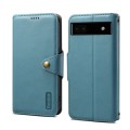 For Google Pixel 6a Denior Cowhide Texture Wallet Style Leather Phone Case(Blue)