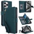For iPhone 15 Pro Multi-Card Wallet RFID Leather Phone Case(Green)