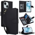 For iPhone 15 Plus Multi-Card Wallet RFID Leather Phone Case(Black)