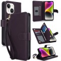 For iPhone 14 Plus Multi-Card Wallet RFID Leather Phone Case(Dark Purple)