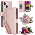 For iPhone 14 Multi-Card Wallet RFID Leather Phone Case(Rose Gold)