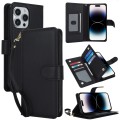 For iPhone 14 Pro Max Multi-Card Wallet RFID Leather Phone Case(Black)