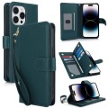 For iPhone 14 Pro Max Multi-Card Wallet RFID Leather Phone Case(Green)