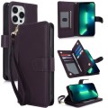 For iPhone 13 Pro Max Multi-Card Wallet RFID Leather Phone Case(Dark Purple)