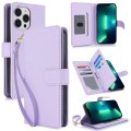 For iPhone 13 Pro Multi-Card Wallet RFID Leather Phone Case(Light Purple)
