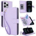 For iPhone 12 Pro Max Multi-Card Wallet RFID Leather Phone Case(Light Purple)