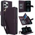 For iPhone 12 Pro Max Multi-Card Wallet RFID Leather Phone Case(Dark Purple)