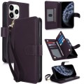 For iPhone 11 Pro Max Multi-Card Wallet RFID Leather Phone Case(Dark Purple)