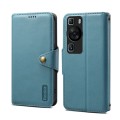 For Huawei P60 Denior Cowhide Texture Wallet Style Leather Phone Case(Blue)