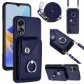For OPPO A17 Global Organ Card Bag Ring Holder Phone Case with Long Lanyard(Blue)