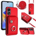 For OPPO A17 Global Organ Card Bag Ring Holder Phone Case with Long Lanyard(Red)