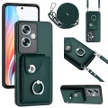 For OPPO A79 5G Global Organ Card Bag Ring Holder Phone Case with Long Lanyard(Green)