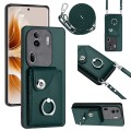 For OPPO Reno11 Pro Global Organ Card Bag Ring Holder Phone Case with Long Lanyard(Green)
