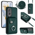 For Honor 90 Organ Card Bag Ring Holder Phone Case with Long Lanyard(Green)