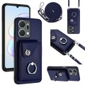 For Honor X7a / Play7T Organ Card Bag Ring Holder Phone Case with Long Lanyard(Blue)