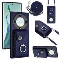 For Honor X9a / Magic5 Lite Organ Card Bag Ring Holder Phone Case with Long Lanyard(Blue)