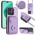 For Honor X8b 4G Organ Card Bag Ring Holder Phone Case with Long Lanyard(Purple)
