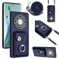 For Honor X9b / Magic6 Lite Organ Card Bag Ring Holder Phone Case with Long Lanyard(Blue)