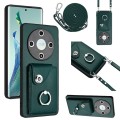 For Honor X9b / Magic6 Lite Organ Card Bag Ring Holder Phone Case with Long Lanyard(Green)