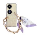 For Huawei Pocket 2 Gradient Leather Texture Scarf Bracelet Shockproof Phone Case(Beige)