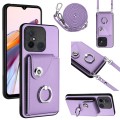 For Xiaomi Redmi 12C / 11A Organ Card Bag Ring Holder Phone Case with Long Lanyard(Purple)