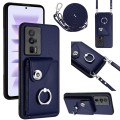 For Xiaomi Redmi K60 / K60 Pro Organ Card Bag Ring Holder Phone Case with Long Lanyard(Blue)