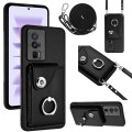 For Xiaomi Redmi K60 / K60 Pro Organ Card Bag Ring Holder Phone Case with Long Lanyard(Black)