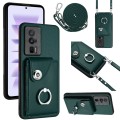 For Xiaomi Redmi K60 / K60 Pro Organ Card Bag Ring Holder Phone Case with Long Lanyard(Green)