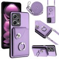 For Xiaomi Redmi Note 12 5G Global Organ Card Bag Ring Holder Phone Case with Long Lanyard(Purple)