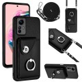 For Xiaomi Redmi Note 12S 4G Global Organ Card Bag Ring Holder Phone Case with Long Lanyard(Black)