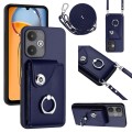 For Xiaomi Redmi 13C 5G / Redmi 13R Organ Card Bag Ring Holder Phone Case with Long Lanyard(Blue)