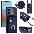 For Xiaomi Redmi Note 13 5G Global Organ Card Bag Ring Holder Phone Case with Long Lanyard(Blue)