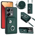 For Xiaomi Redmi Note 13 Pro 4G Global Organ Card Bag Ring Holder Phone Case with Long Lanyard(Green