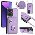 For Xiaomi Redmi Note 13 Pro+ Organ Card Bag Ring Holder Phone Case with Long Lanyard(Purple)
