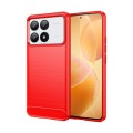 For Xiaomi Redmi K70 Brushed Texture Carbon Fiber TPU Phone Case(Red)