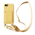 For iPhone SE 2022 / 2020 Card Slot Liquid Silicone Phone Case with Lanyard(Yellow)