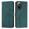 For Realme C67 4G Global Skin Feel Heart Embossed Leather Phone Case with Long Lanyard(Green)